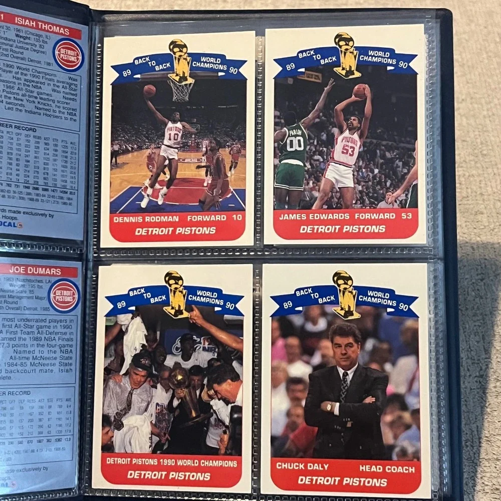 1990 Detroit Pistons NBA Hoops Unocal 76 Commemorative Championship Card Set